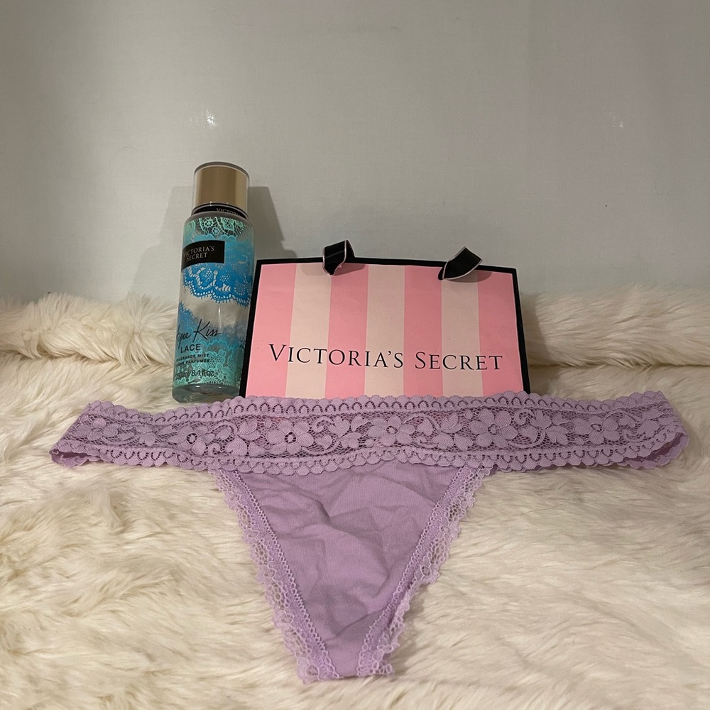Victoria’s Secret Very Sexy Lavender Cotton/Lace Thong. Size XL